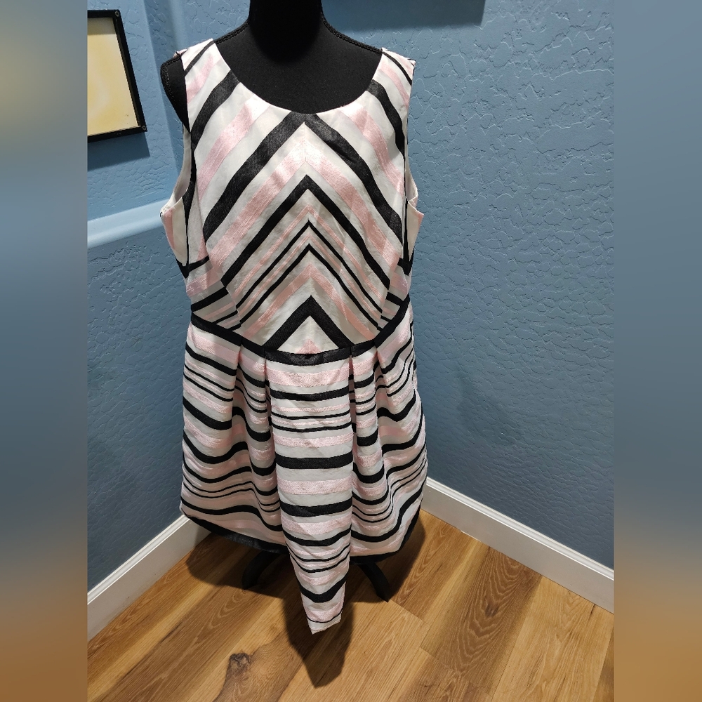 Striped Pink and Black Sleeveless Dress